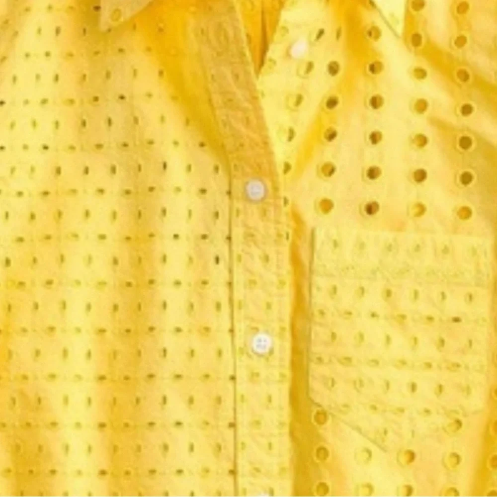 J.Crew eyelet, yellow button up cotton blouse - Picture 13 of 14